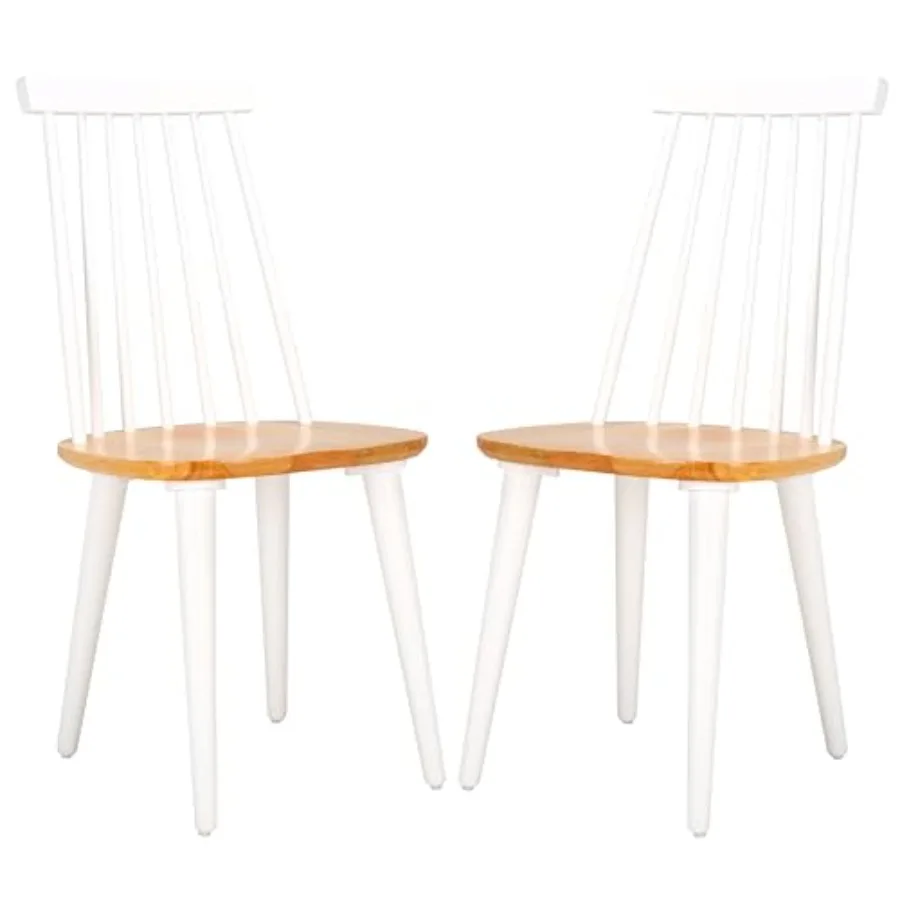 

Home Collection Burris Farmhouse White/Natural Spindle Back Living Room Dining Room Bedroom Office Foyer Side Chair