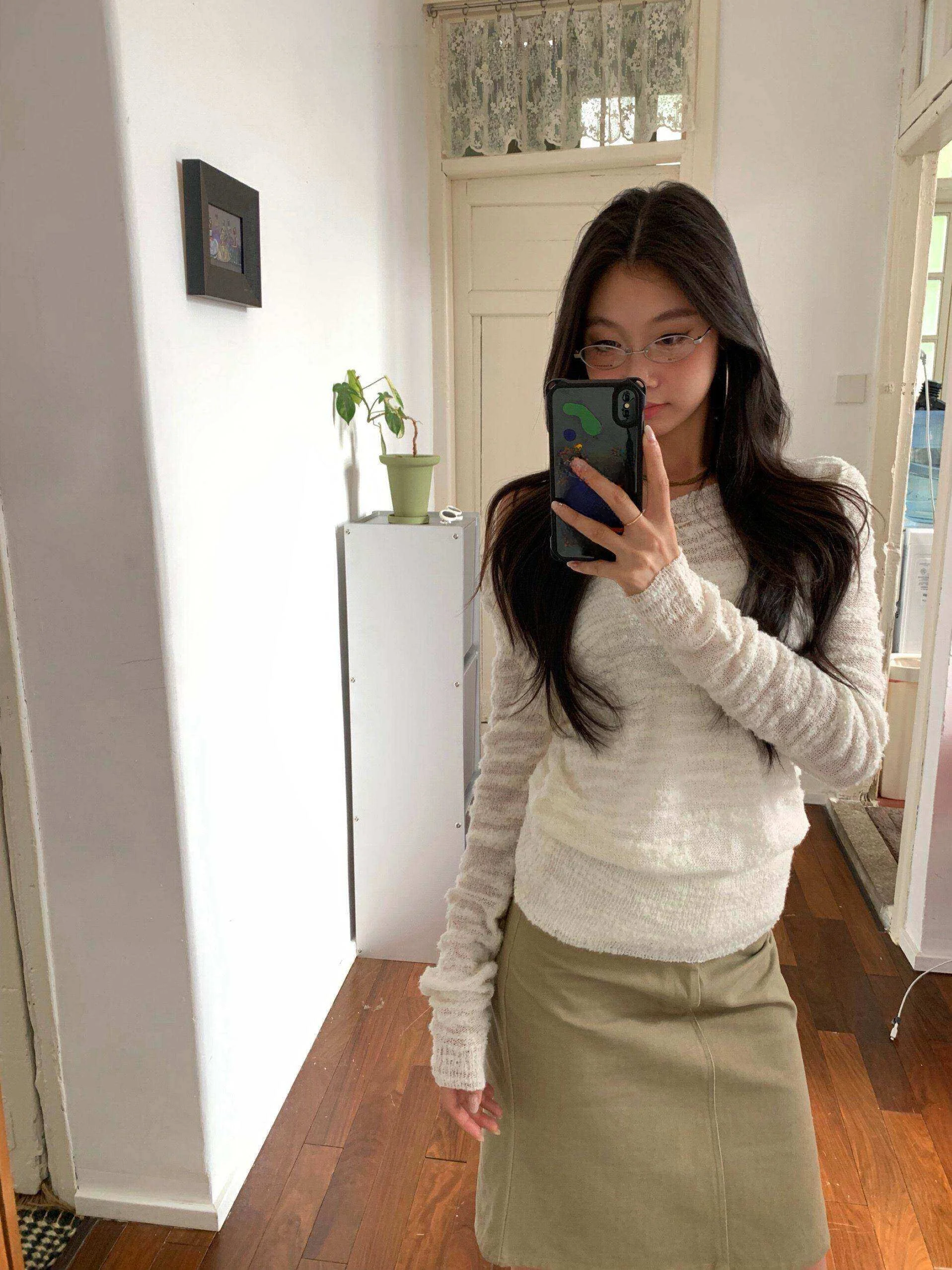 

Вязаный свитер Fortunee для ранней осени с длинными рукавами, фактурным узором и вырезами, модный топ в стиле lazy style для женщин