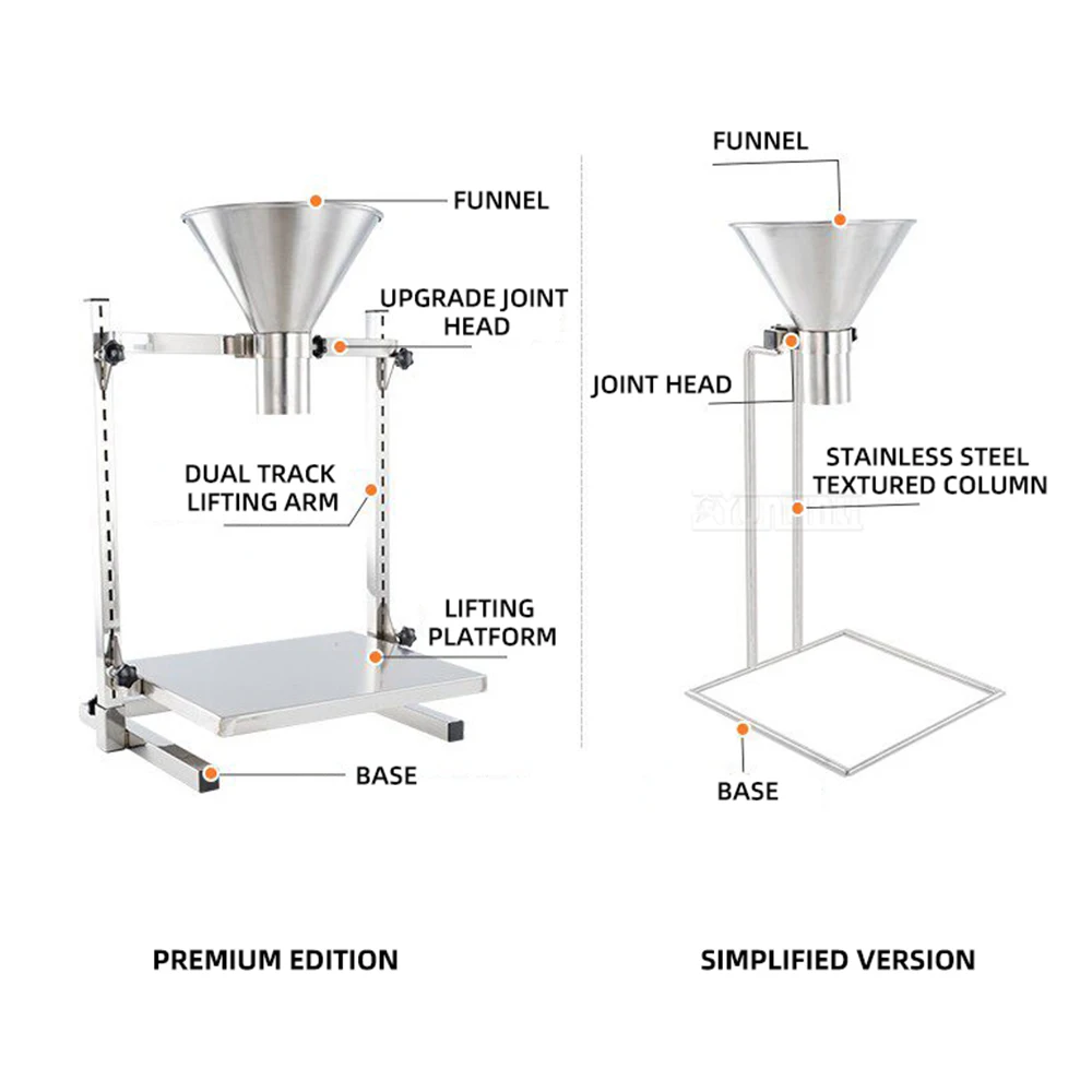 Anti-Drip Oil and Liquid Dispenser; ​ Stainless Steel Wide Mouth Funnel with Stand