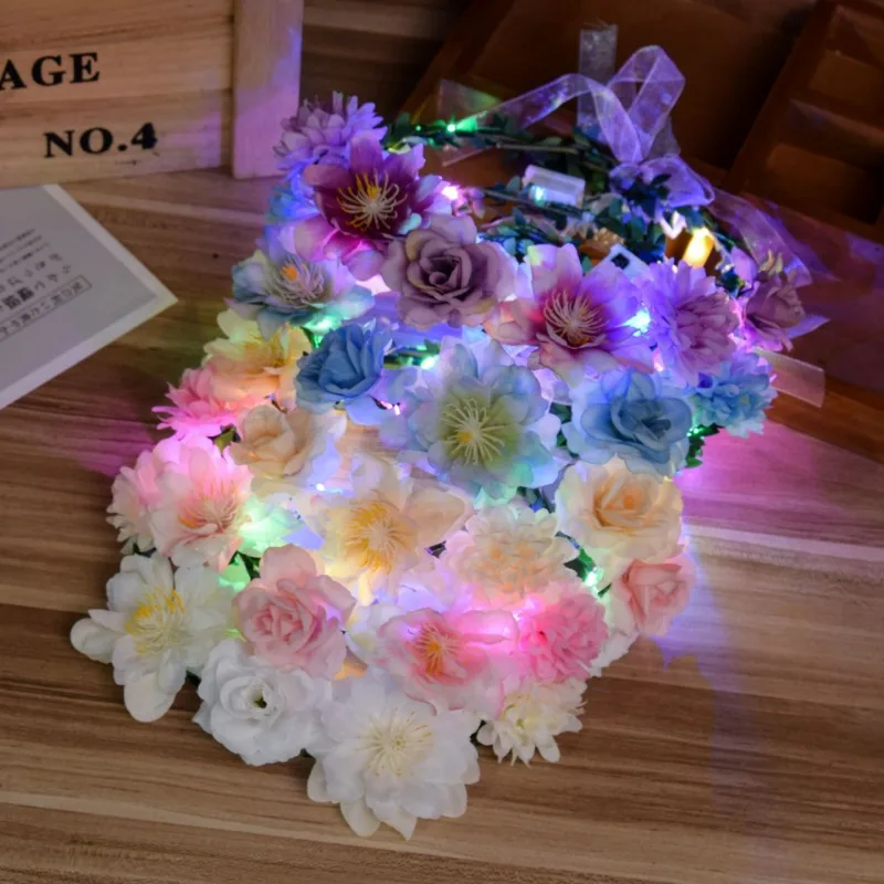 Romantic Luminous Garland Headband Children Adult Headdress Wedding Christmas Party Headdress Gift LED Luminous Toy Holiday Gift