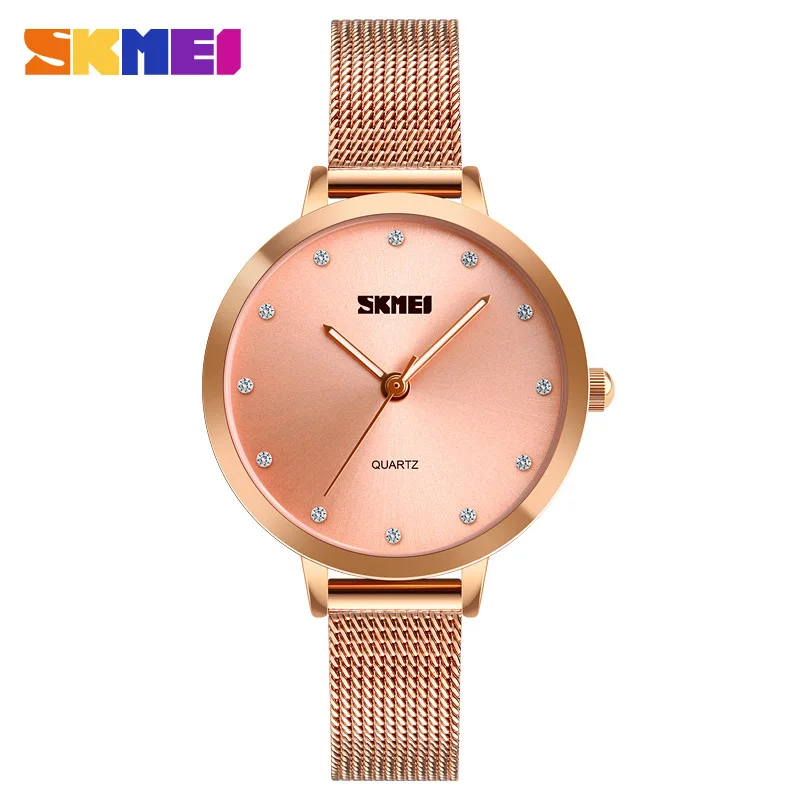 Skmei New Arrival Hot Sale Simple European and American Style Women's Fashionable Waterproof Mesh Belt Women's Quartz Watch