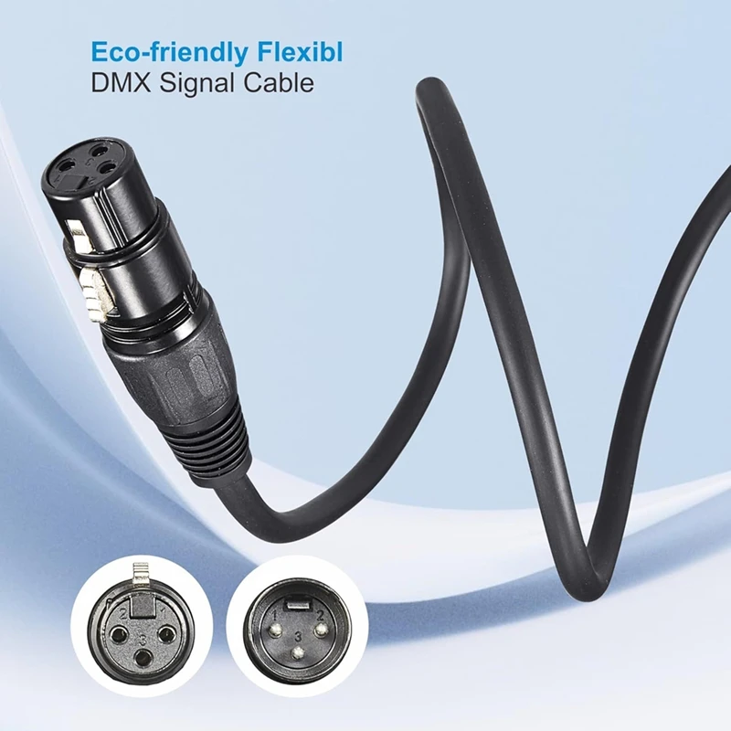 Cabo dmx 10 pés, 4 peças cabos dmx 3 pinos sinal xlr macho para fêmea fio de cabo dmx para transmissão de sinal para iluminação de palco