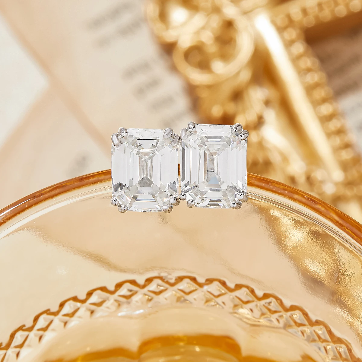 8x10mm Rectangle Zircon Stud Earrings Solid 925 Sterling Silver Earrings Minimalist Art Jewelry Birthday Gift 6350003