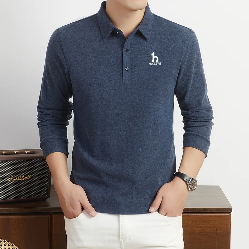 Designer-Stil Herren Bedrucktes Polohemd Neue Herbstmode Einfarbiges Langarm-T-Shirt mit Revers Business Casual Herrenbekleidung – Detail 9