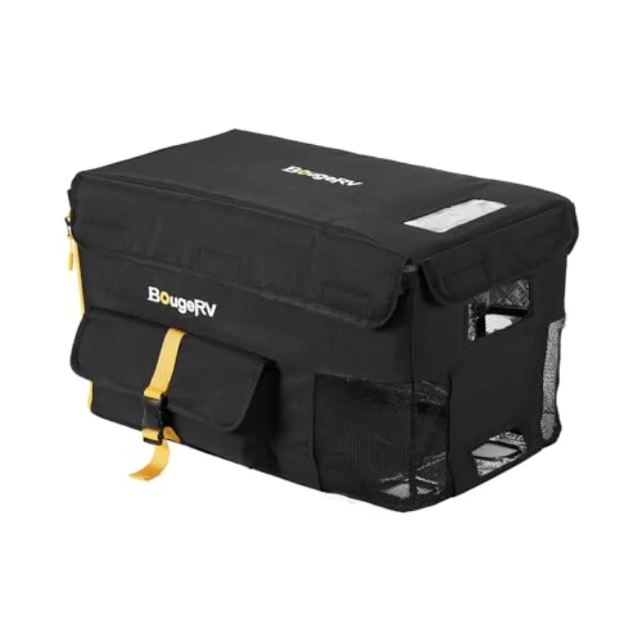 

Portable freezer bundle: 23 quart black portable freezer with matching insulated protective cover for outdoor, camping, and tai