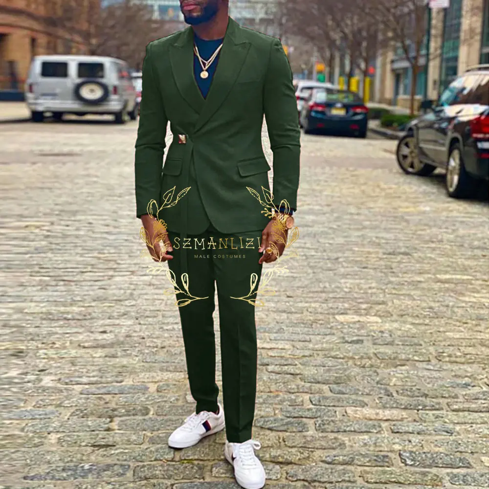 Men Suits Double Breasted Latest Design Groom Tuxedos Best Man Costume Homme 2 Pieces Wedding Suits For Men Traje Hombre