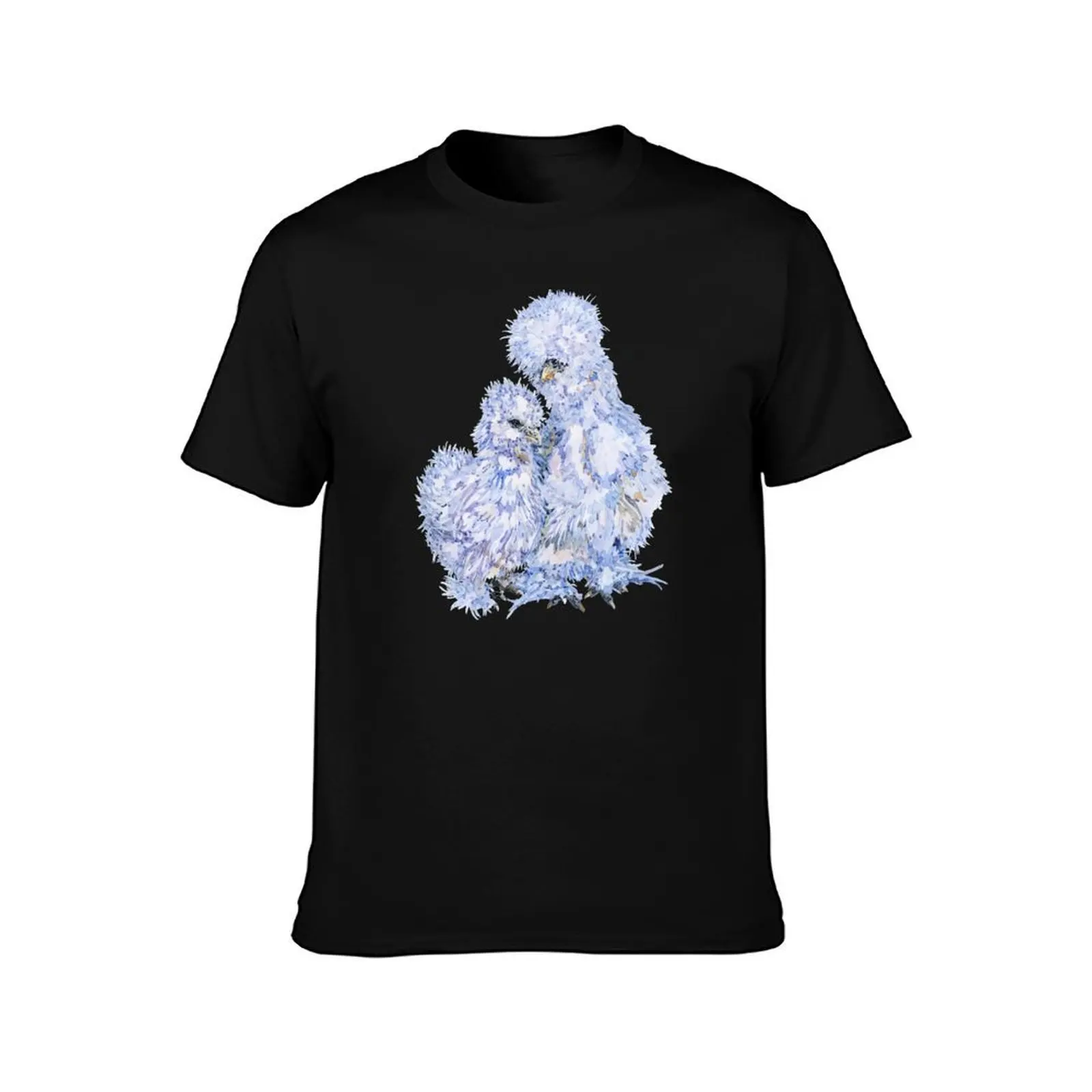 Silkie Chicken Mom and Chick T-Shirt, Summer Casual Cotton Tee, Oversized Streetwear Tops, Vintage Graphic Print, 100% Cotton