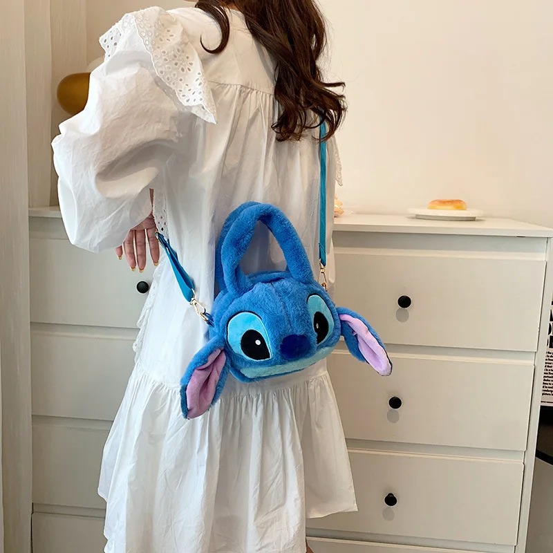 Disney Stitch Plush Shoulder Bag Anime Cartoon Cute Stuffed Plush Toy Crossbody Bag Storage Bags Handbag Girl Birthday Gift