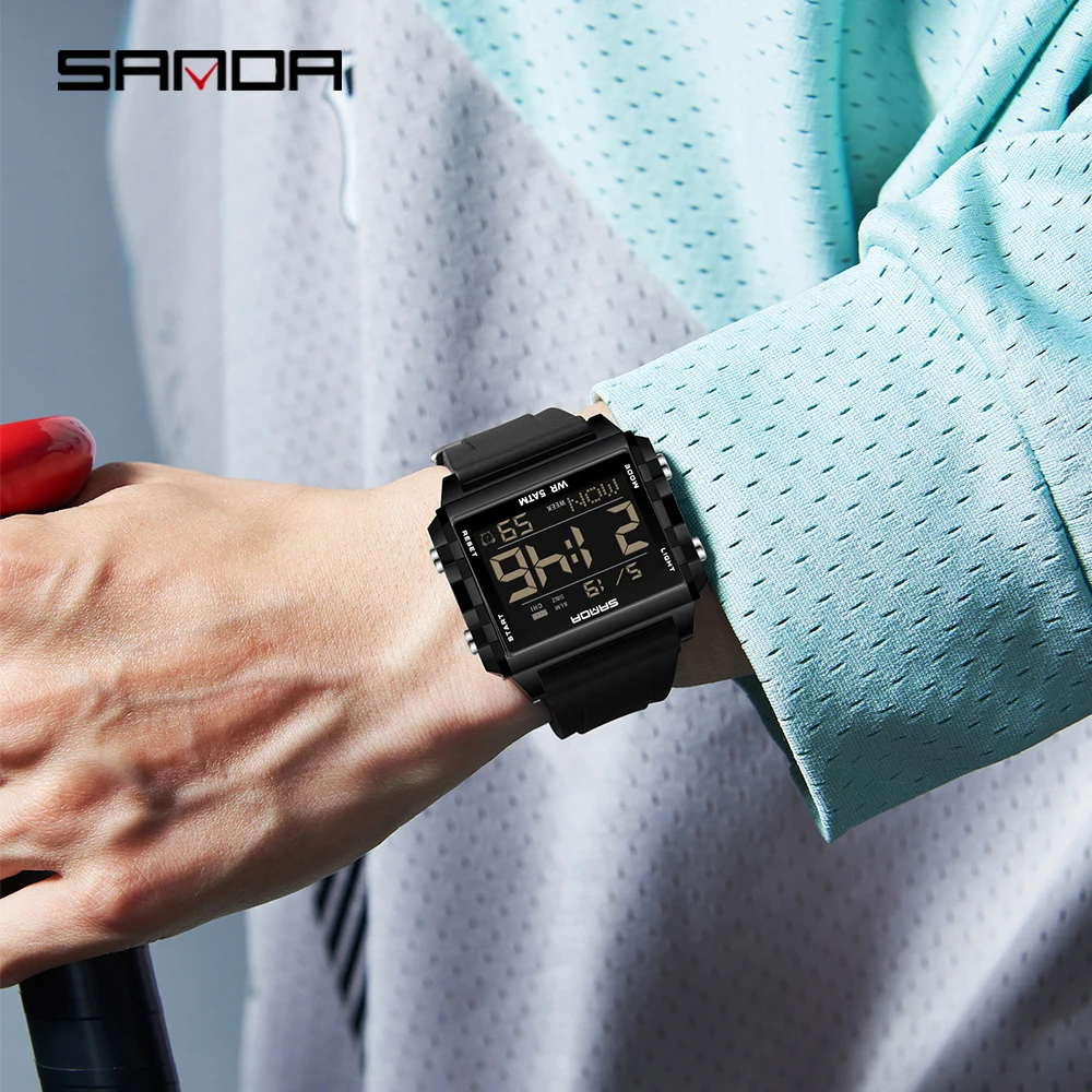 Fashion Mens Woman Digital Watches Waterproof Trend Rectangle Design Sports Watch For Men Women LED Backlight Male Wristwatch