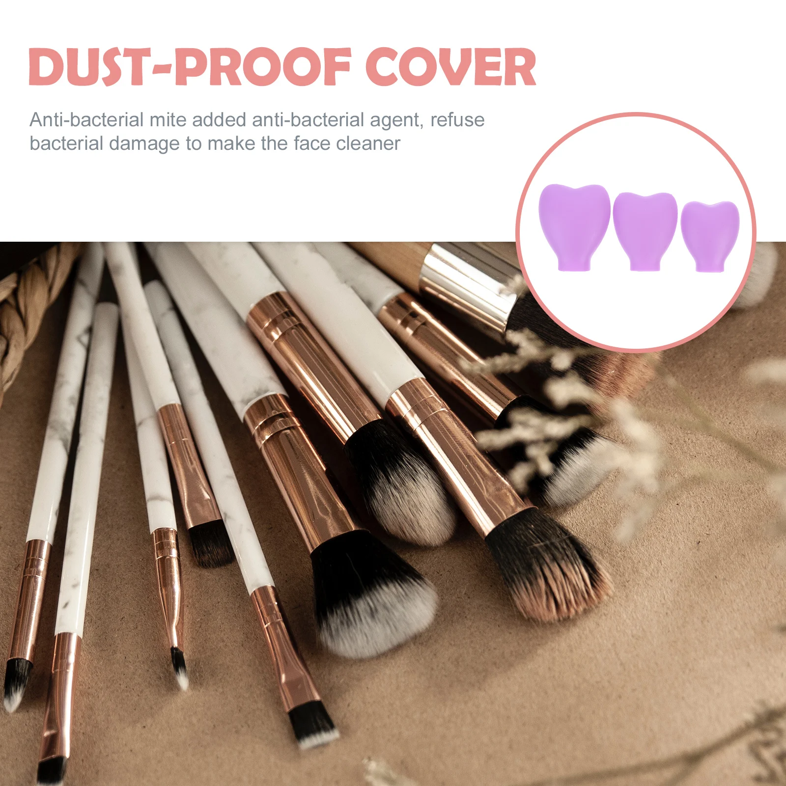 

Makeup Brush Covers Dust-proof Silicone Travel Protective Case for Foundation Real Violet Small Size Easy Storage