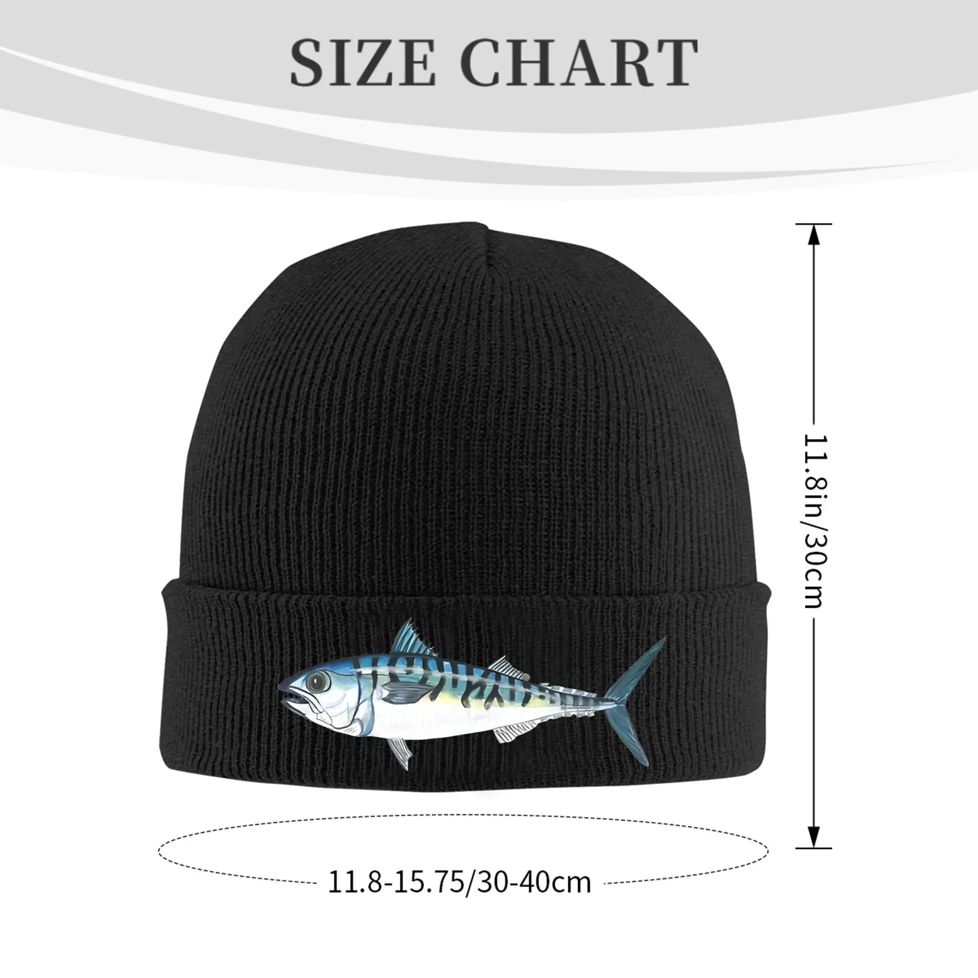 Atlantic Mackerel Hand-Drawn Fish Art  Bonnet Hats  Beanie Hats Autumn  Skullies Beanies Street Y2K Men Women Gym Elastic Cap