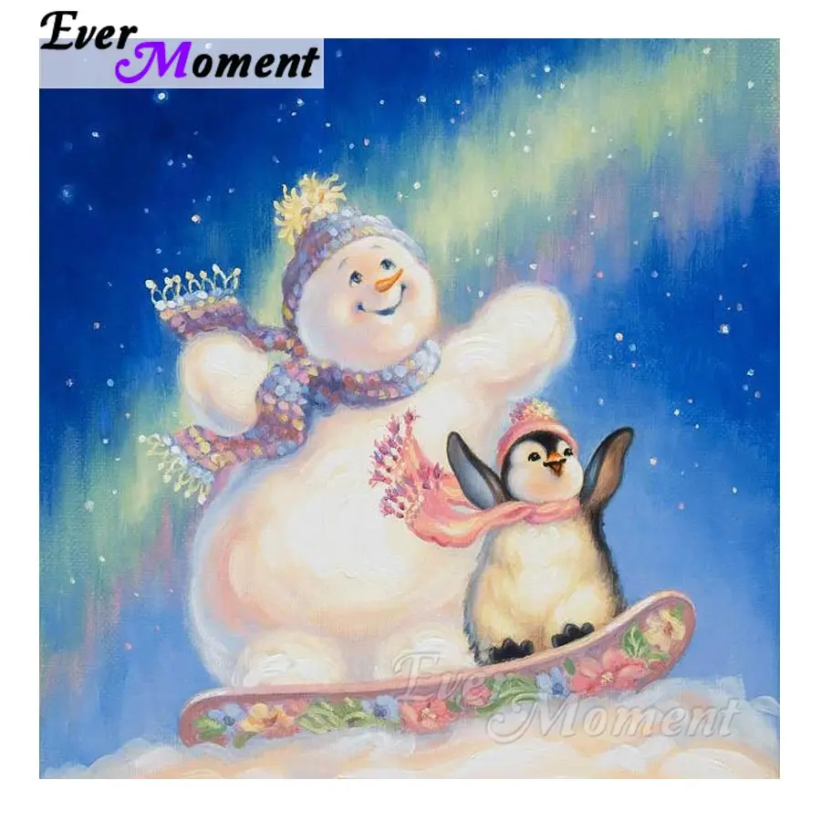 

Ever Moment 5D DIY Full Square Drill Diamond Painting Snowman Penguin Decoration For Home Cross Stitch S2F337