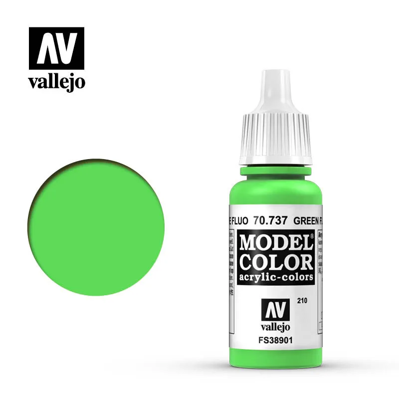 Vallejo Paint Acrylic Spain AV 70737 210 Fluorescent Green Acrylic Waterborne Model Coloring Pigment Hand Painted