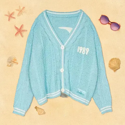 1989 Cardigan TS Seagulls Cozy Chunky Knit Oversized Button Up Sweater Jacket Women Teenagers Taylor Version T.S.