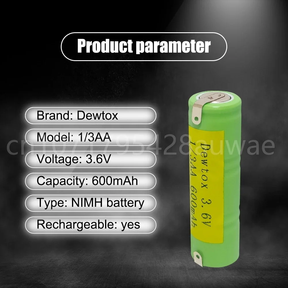 3.6V 1/3AA 600mAh Rechargeable Nickel-metal Hydride Battery Pack for Toy Emergency Light Cordless Telephone Remote Control Car