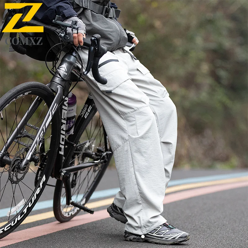 New 2025 Men Cargo Pants Lightweight Camping Drawcord Trousers Mountain Climbing Comfort Multi Functional Utility Outdoor Pants