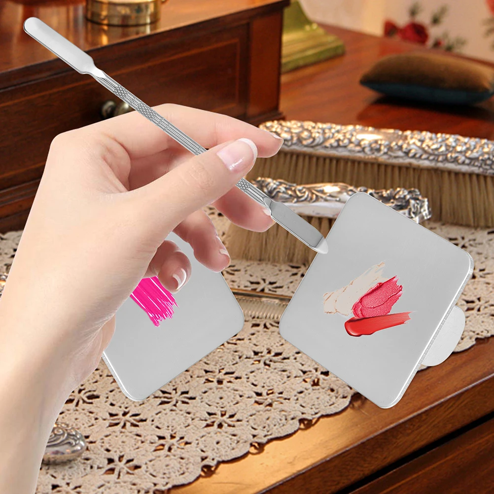 1 set roestvrijstalen nagelmengplaat make-up mengbak foundation pigmentpalet manicure blending tool kit kleine spatel