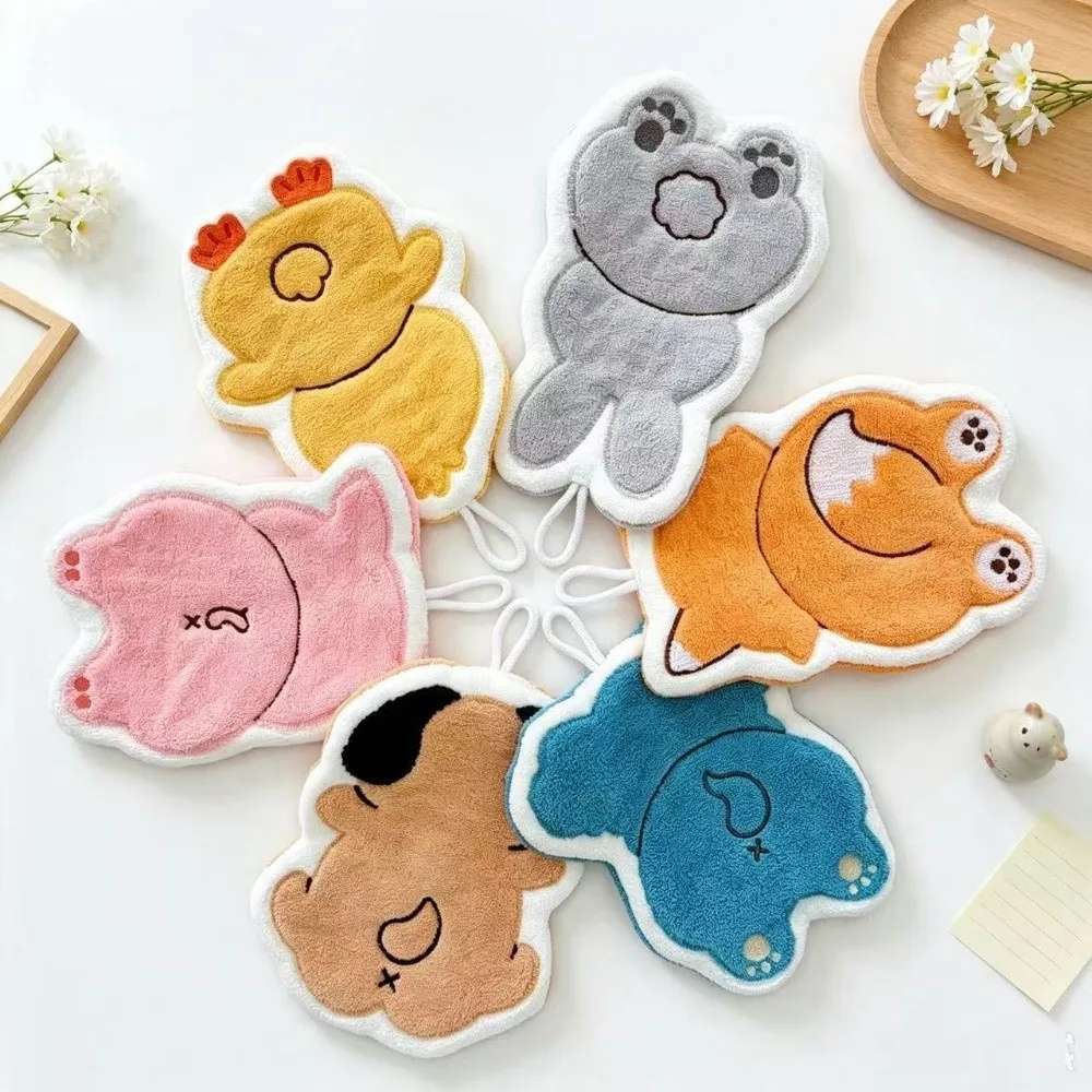 Cute Super Absorbent Hand Towel Animal Back Soft Hanging Towel Cartoon Reusable Kitchen Tools Kitchen