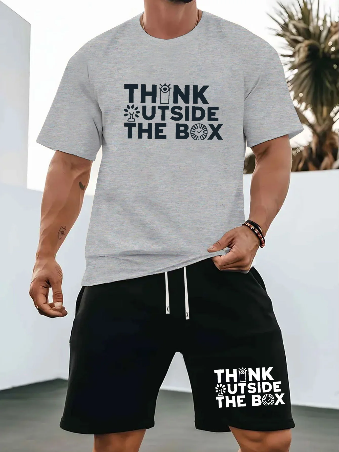 

2025 summer new men's suit casual fashion letter printing light breathable comfortable soft breathable quick dry sweat absorbent