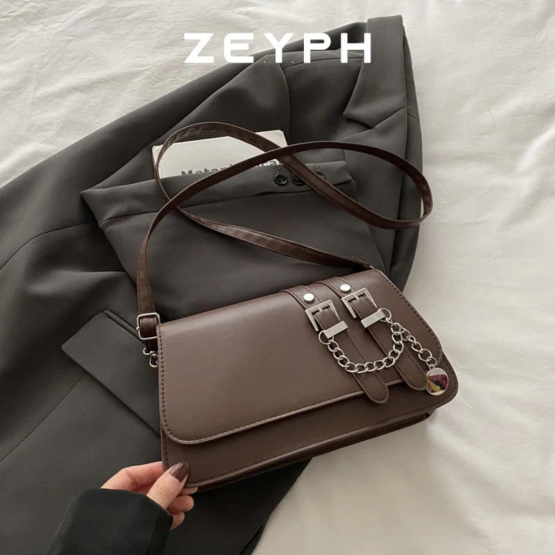 

Zeyph Double Breasted Chain Belt Design Women s Four Season Shoulder Bag Crossbody Bag Pu Material