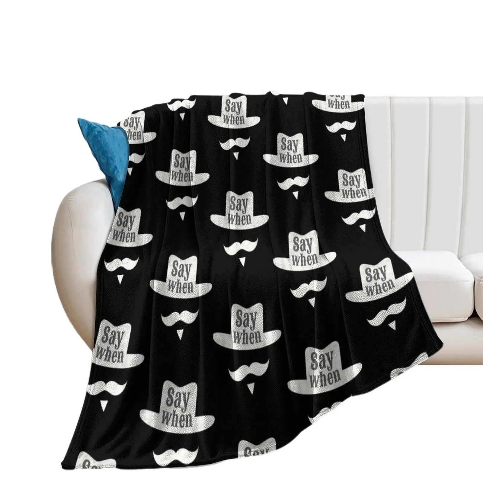 Western Huckleberry Say-When Cowboy Moustache Holiday Retro Throw Blanket Soft Beds Bed linens Blankets