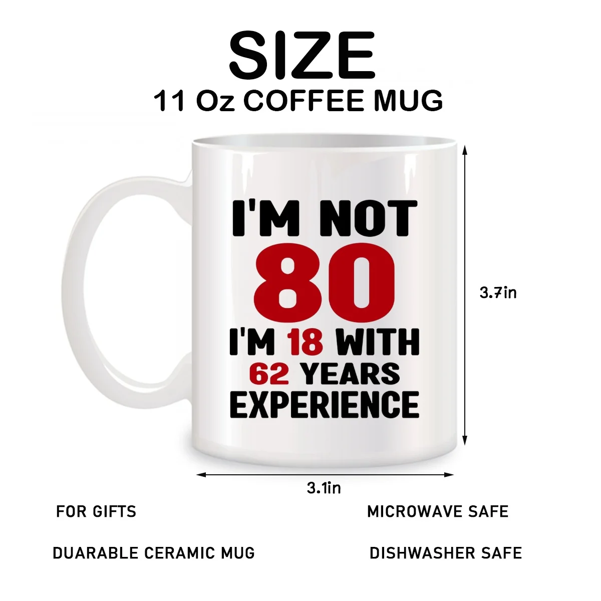 80th Birthday Gifts for Women Men, 80 Year Old Birthday Gifts Mugs Funny Birthday Christmas Gifts Novelty Coffee Cups 11 oz