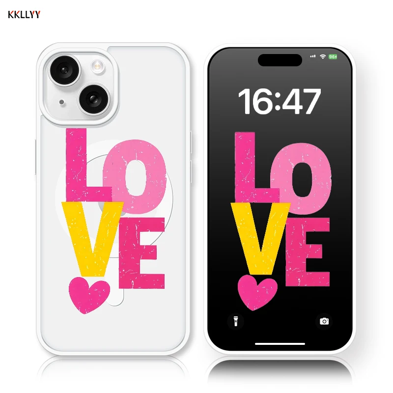 

Акриловый магнитный чехол для телефона iPhone 16E/15/14/13 Pro Max/12/XR, чехол для телефона с принтом, противоударный, праздничные подарки со словами любви