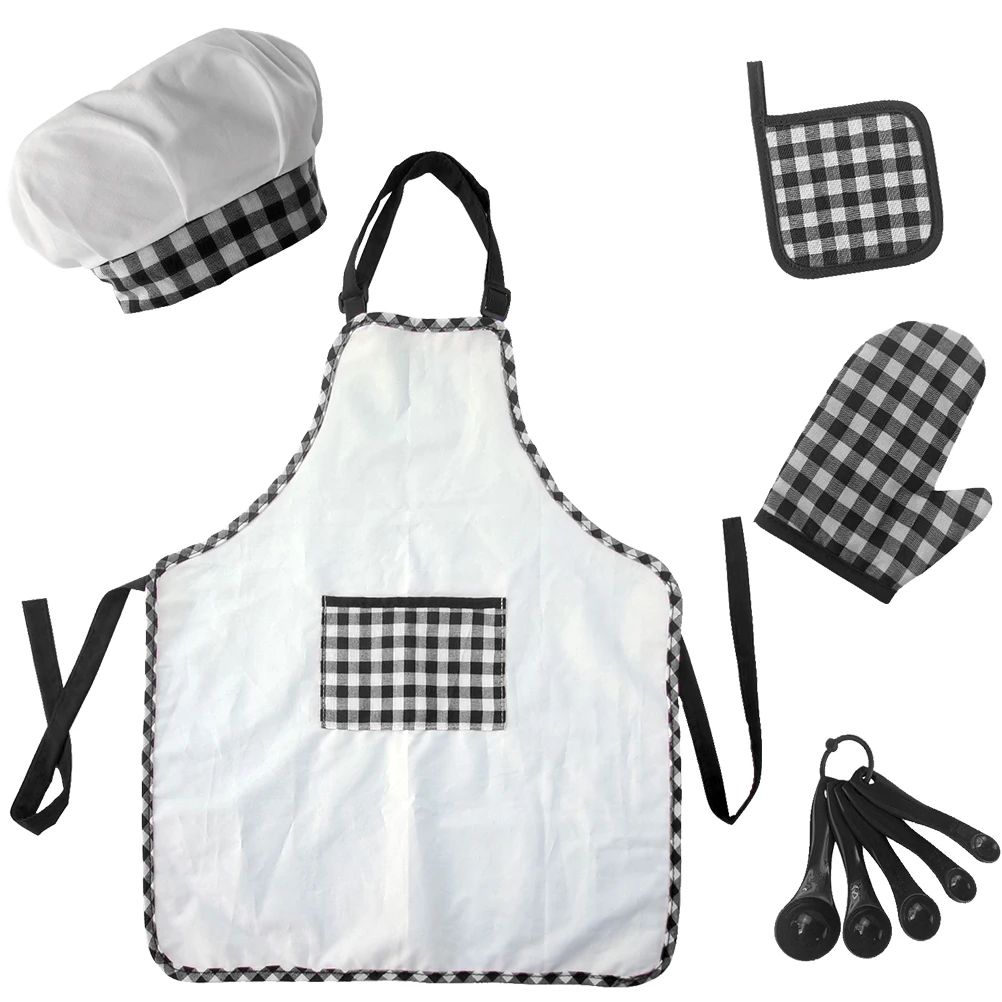

Chef Hat Children's Baking Apron Set Toddler Kids Kitchen Accessories Cotton Aprons for Cooking