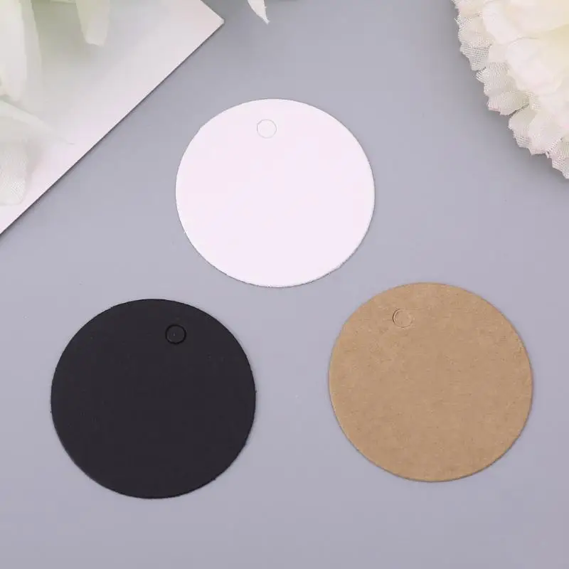 45be 100pcs trống giấy kraft Hang Tags Tiệc cưới Label Label Thẻ quà tặng 4cm
