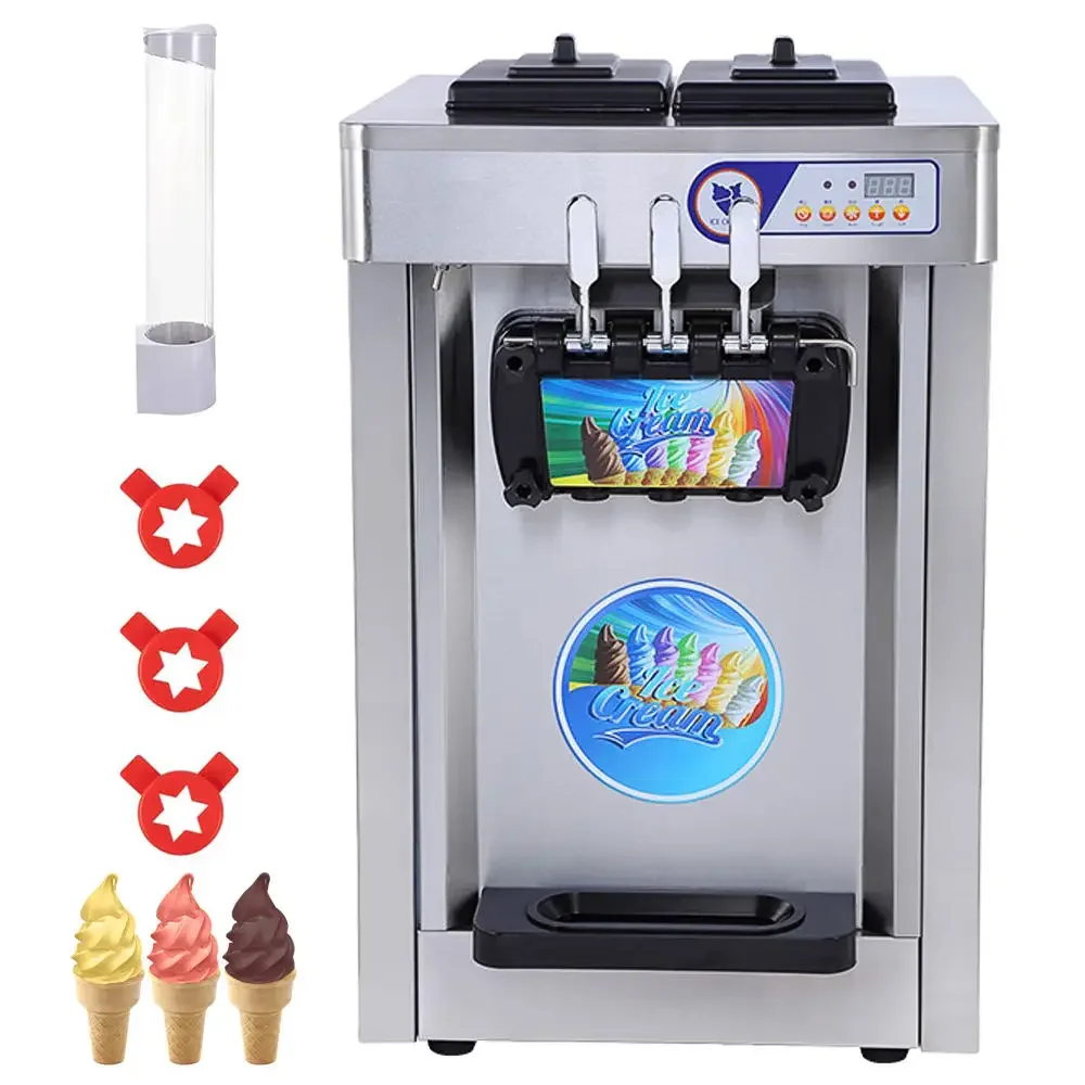 Summer 25L/H Soft Ice Cream Maker Pizza Snowflake Ice Cream Making Machine New Condition Motor Yogurt Milk Water Ingredients