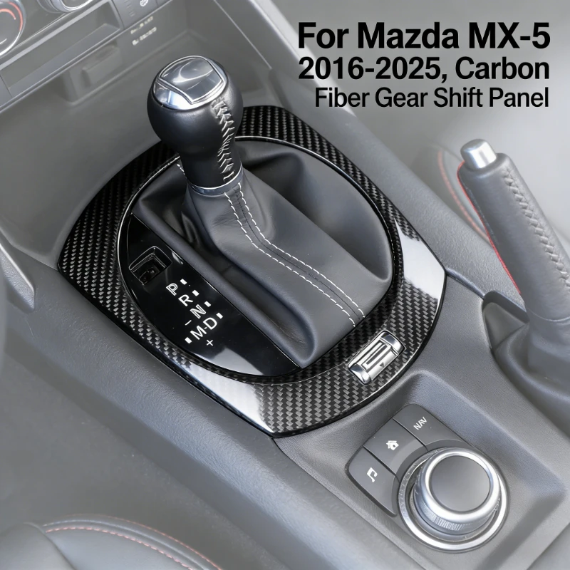 

Real Carbon Fiber Car Console Gear Panel Cover Trim Interior Car Accessories For Mazda MX-5 MX5 Miata ND 16-25
