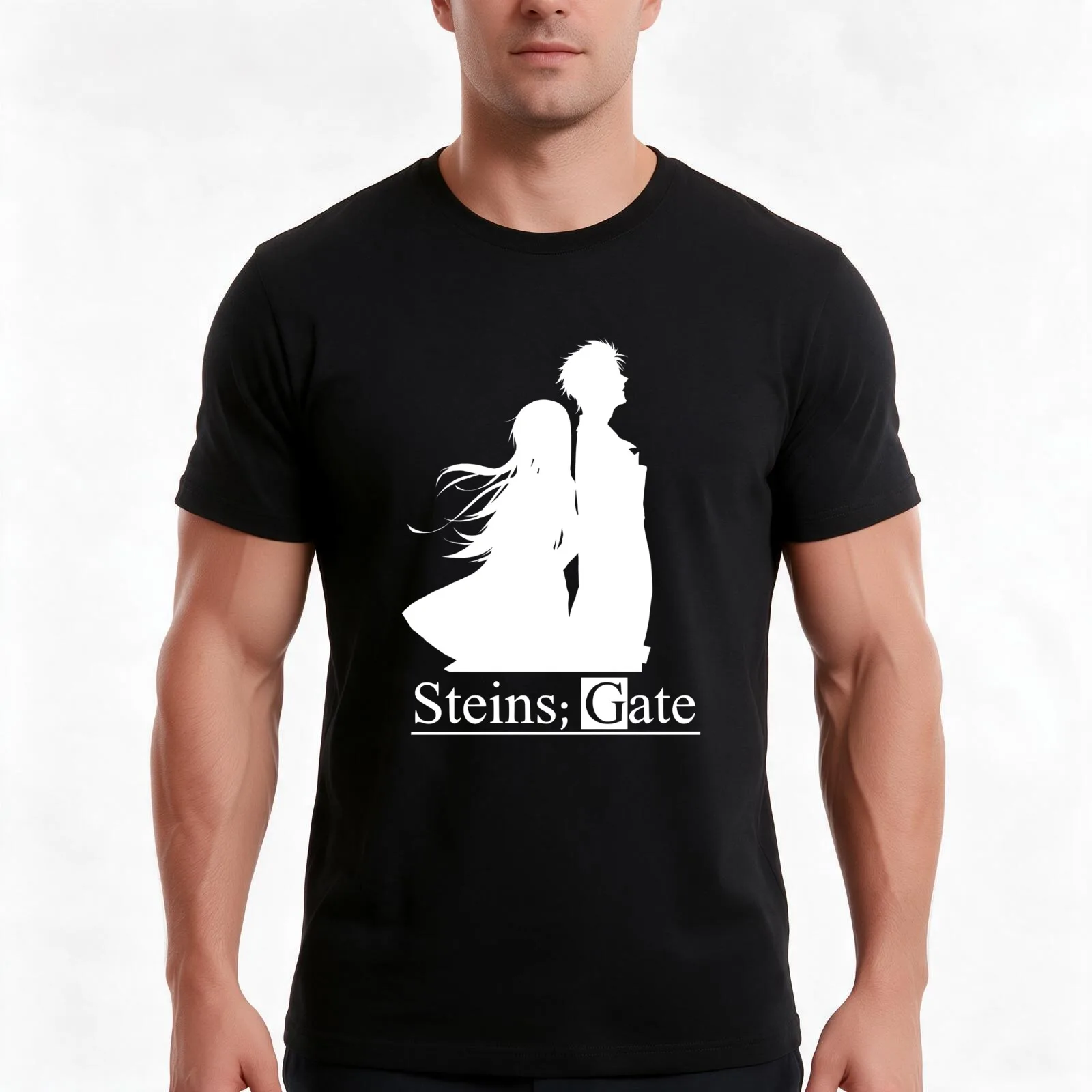 Steins;Gate (Dark) T-Shirt, Summer Casual Cotton Tee, Oversized Streetwear Tops, Vintage Graphic Print, Loose Fit Short Sleeve