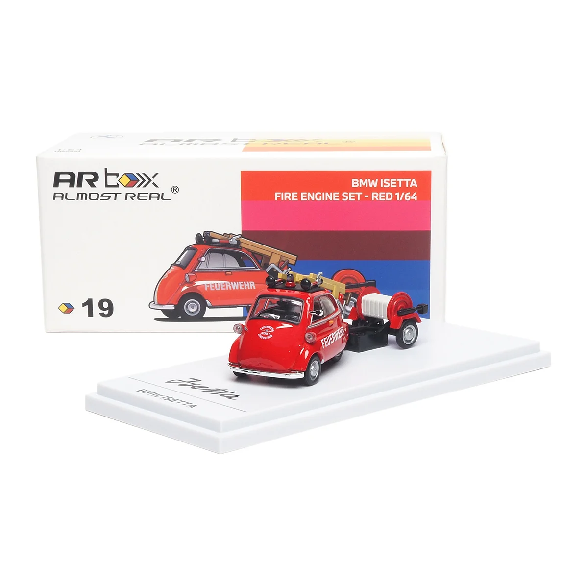 Modelo a Escala 1/64 de Camión de Bomberos BMW Isetta en Caja AR, Auto de Aleación Fundida a Presión, Miniatura Coleccionable para Exhibición