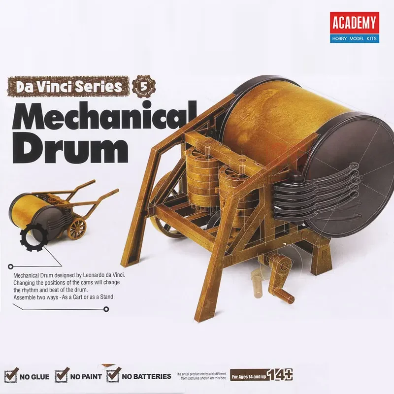 Academy  Model diy toys 18138 Mechanical Drum Glue-free and movable  Da Vinci Science Series Model Kit