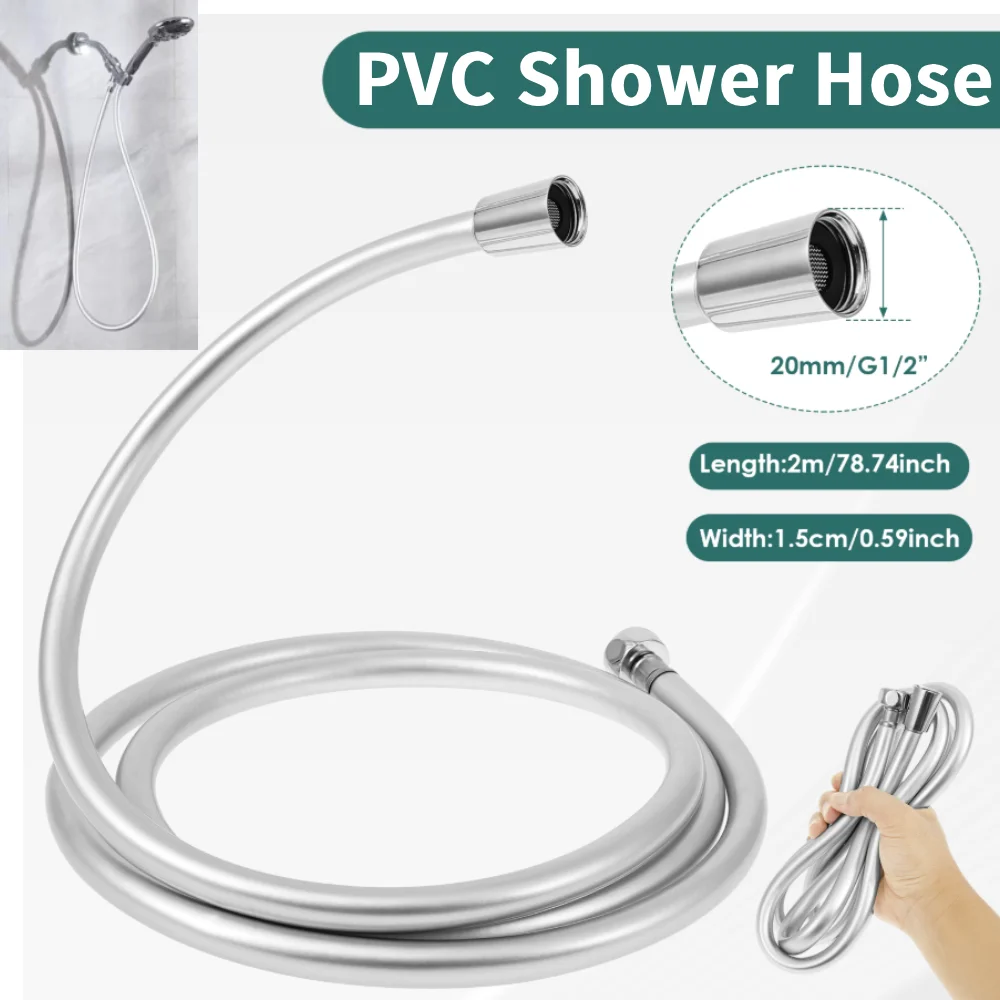 

2M PVC Shower Hose Explosion Proof Flexible Replacement Long Hose With Standard G1/2 Thread Connection for Home Hotel Motorhome