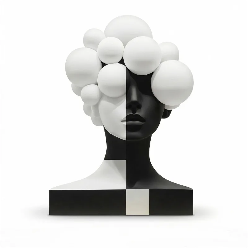 Creative Black White Abstract Human Statue Italian Art Decor Prop Showroom Office Living Room Study Tabletop Sculpture Ornaments