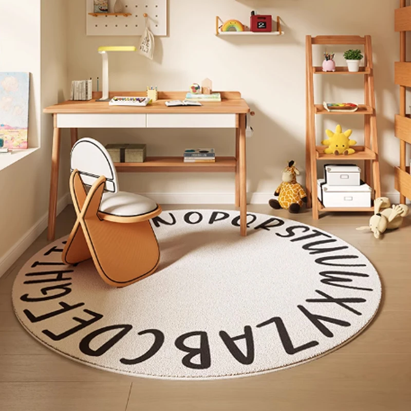 Children's Room Carpet Bedroom Round Cartoon Floor Mat Machine Washable Foldable Rug Soft Fluffy Comfortable Cashmere Foot Mats