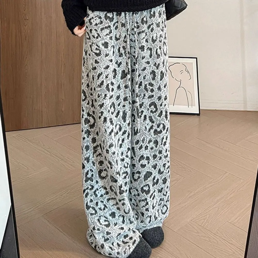 

Soft Plush Velvet Leopard Pants Drawstring Loose Wide Leg Pants Workout Trousers Thicken Warm Winter Pants Autumn/Winter