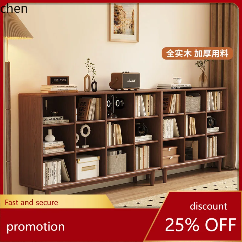 

HT Bookshelf Storage Rack Floor-standing Wall-mounted Combination Grid Cabinet Pine Wood Storage Organizer Low Home Bookcase