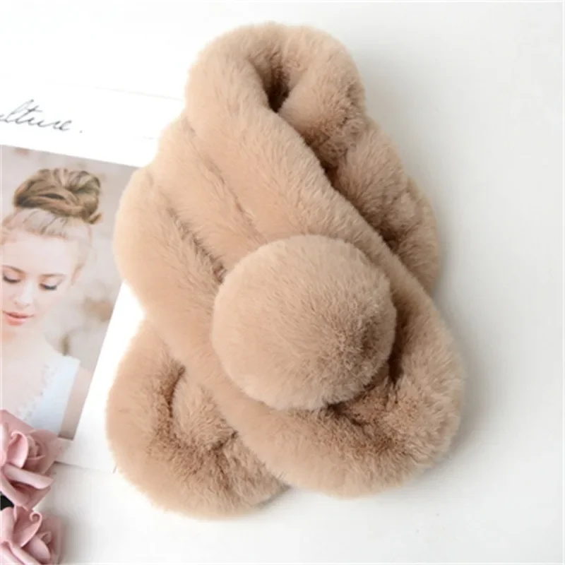 New Rabbit Fur Scarf Women Winter Warm Soft Furry Scarves Casual Female Lady Outdoor Neck Warmer Collar