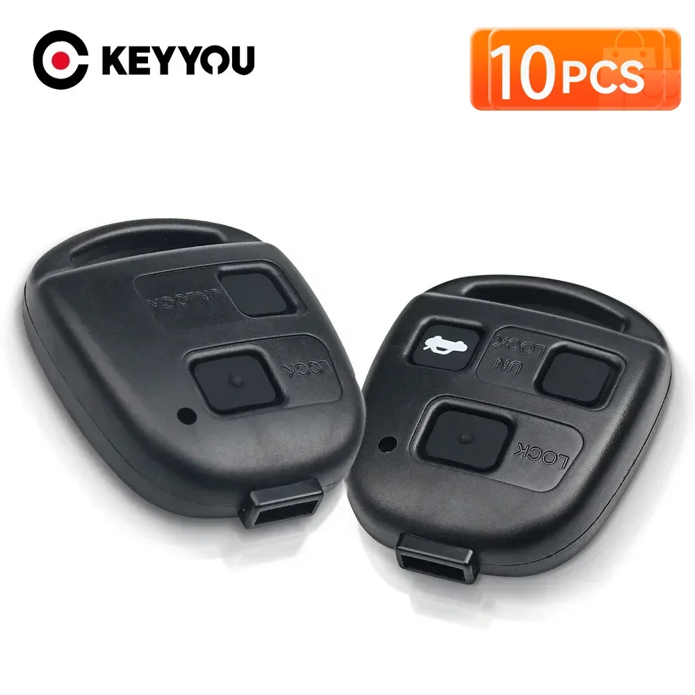 KEYYOU 10Pcs With Car Key Pad Housing Shell For Lexus Toyota Corolla YARIS CAMRY RAV4 Land Cruiser Prado Tarago Avensis FJ Case