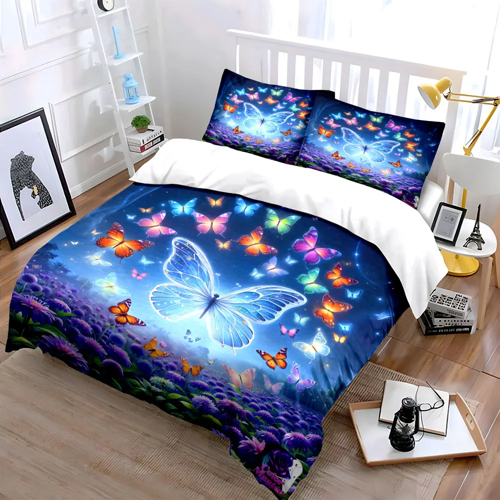 Butterfly-Themed Nature Decoration Set  kid's and adults' bedroom decor, Exquisite three-piece bedding set gift