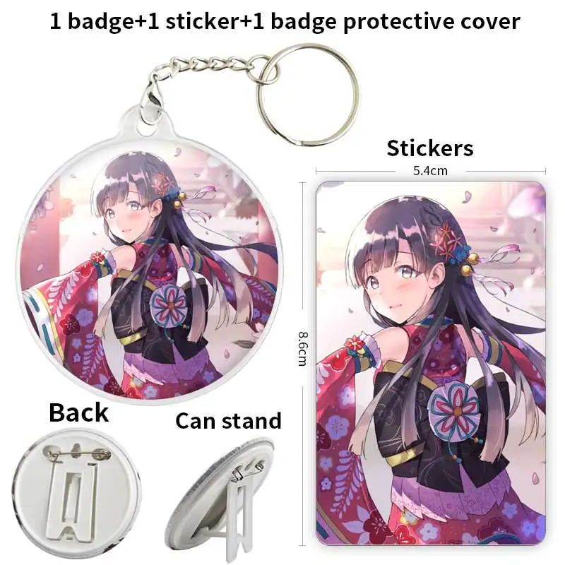 Kobayakawa Sae Anime Character Game Soft Button Badge Brooch anchor Peripherals Pin Lapel 75mm Metal Accessories Cosplay