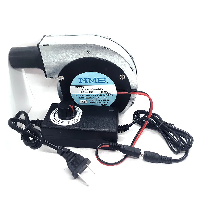 11cm 12V 2A iron blower fan with 220V speed control power supply suitable for outdoor barbecue blowing and exhaust fan