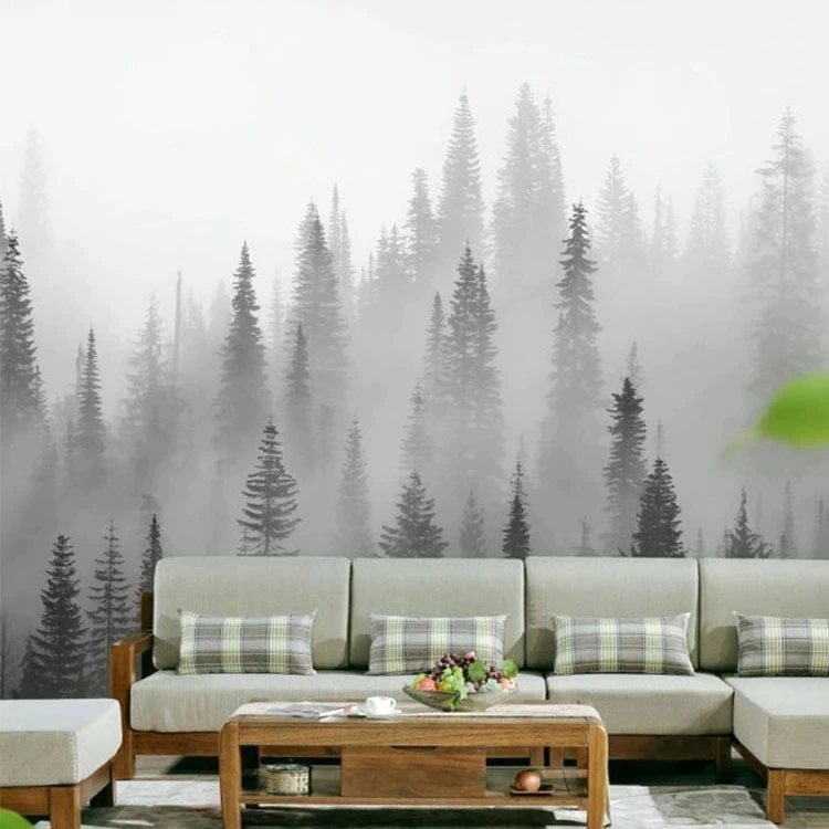 Custom Photo 3D Fog Effect Mural Landscape Serene Nature Woods Wallpaper Living room sofa TV background wall bedroom restaurant