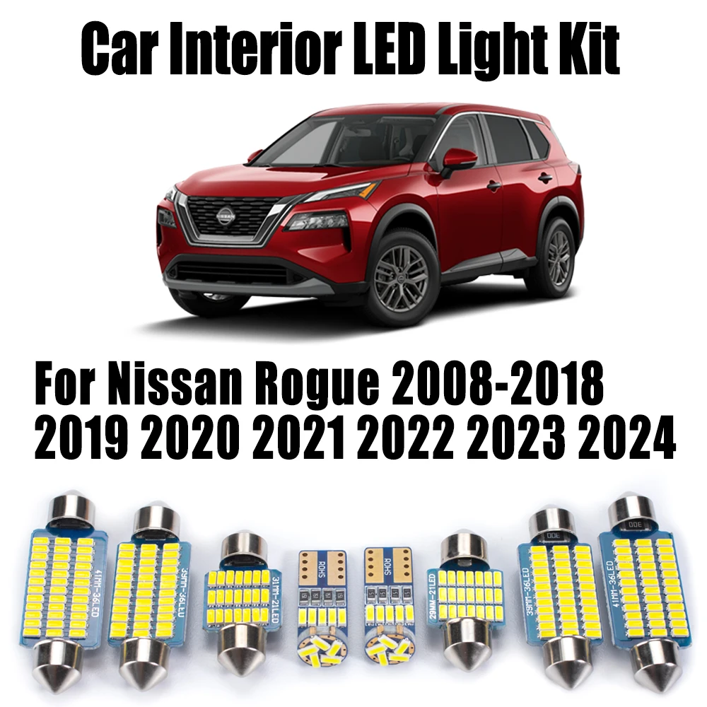 License Plate Bulbs LED Interior Dome Map Trunk Light Kit Canbus For Nissan Rogue 2008- 2020 2021 2022 2023 2024 Car Accessories