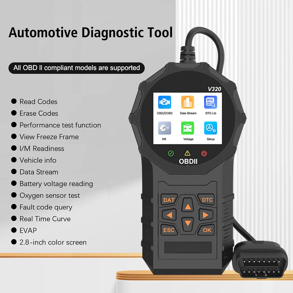 

Цифровой дисплей тестер батареи двигателя OBD 2 сканер автомобильный диагностический инструмент OBD2 считыватель кодов универсальный код неисправности очистка V320