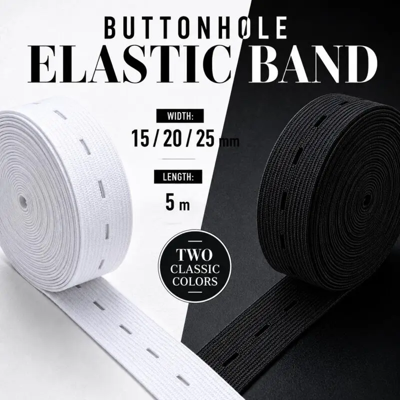 Gewebtes Knopfloch-Gummiband, Stretchband, 5 Meter Knopfloch-Gummiband, DIY Nähzubehör für Kleidung – Detail 1