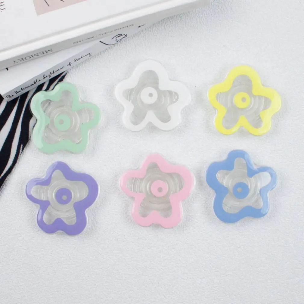 Glossy Transparent Color Flower Foldable Elastic Grip Tok Socket Mobile Phone Holder Ring Talk Support Griptok Universal