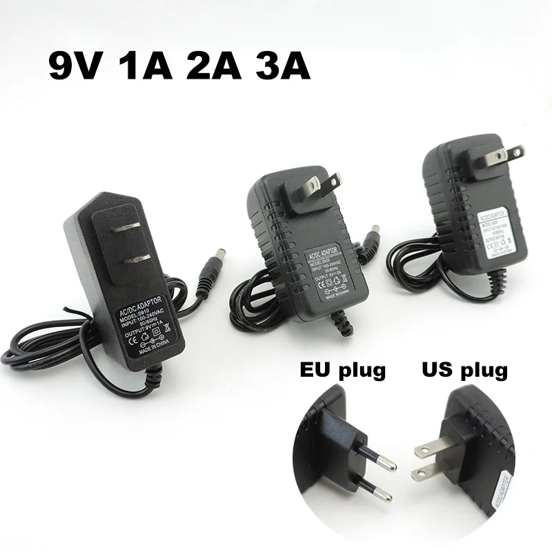 AC 110V 220V to DC 9V 1A 2A 3A 9V2A Power Supply Adapter Converter Charger EU US plug 1000ma 2000ma for cctv camera Router B4